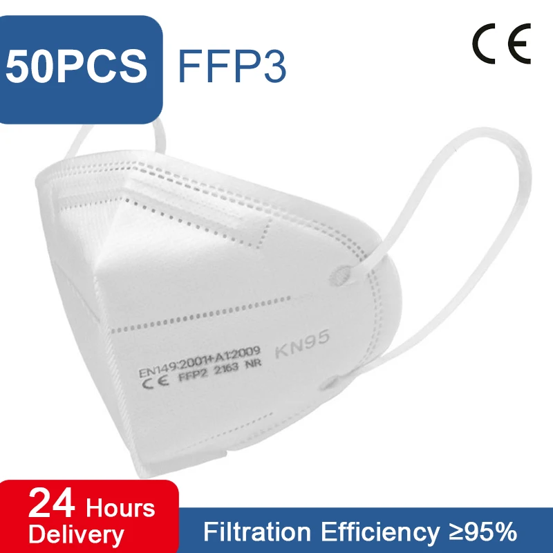 

FFP2 Face Mask 5-ply Respiratory Protection Mask Antibacterial Dustproof Comprehensive Protection Face Mask