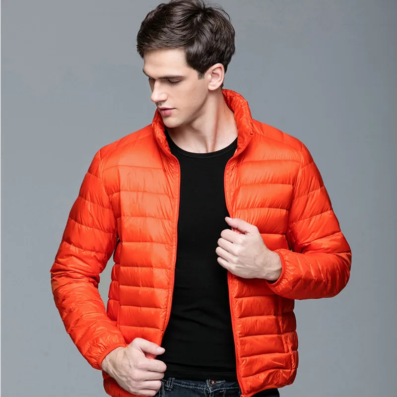 

Autumn Winter Lightweight White Duck Down Jacket Men Outdoor Windbreakers Stand Collar Couple Down Coat Ultra-light Warm Jacket