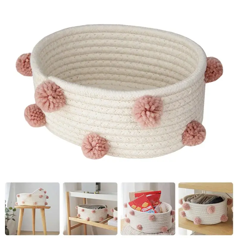 

Woven Storage Basket Sundry Cosmetic Storage Holder Cotton Woven Container