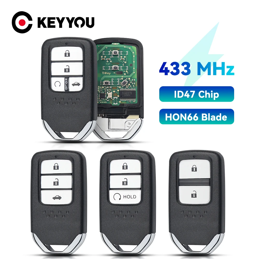 

KEYYOU 2/3/4 кнопочный умный дистанционный ключ для автомобиля 434 МГц FSK для Honda Greiz Fit City Jazz XRV Venzel HRV CRV ID47 чип HON66 Blade