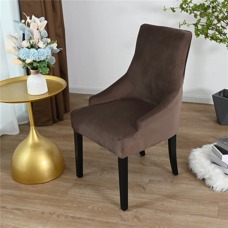 Sloping Armchair Cover Airldianer Chair Velvet Stretch Dining Slipcovers Solid Color Spandex Plush Covers Protector |