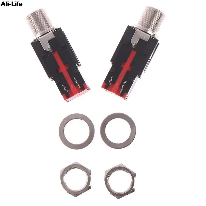 Крепление на панель с фиксатором резьбы, 1/4 дюйма, 6,35 мм, стерео разъем для наушников, PJ-602B, прямоугольный аудиоразъем, 2 шт. Крепление на панель с фиксатором резьбы, 1/4 дюйма, 6,35 мм, стерео разъем для наушников, PJ-602B, прямоугольный аудиоразъем, 2 шт.