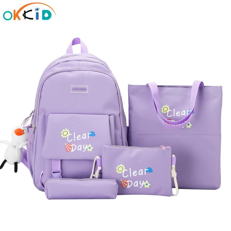 

OKKID 5 pcs set cute girl school backpack student backpack school bags for teenage girls book bag shoulder bag pencil bag set