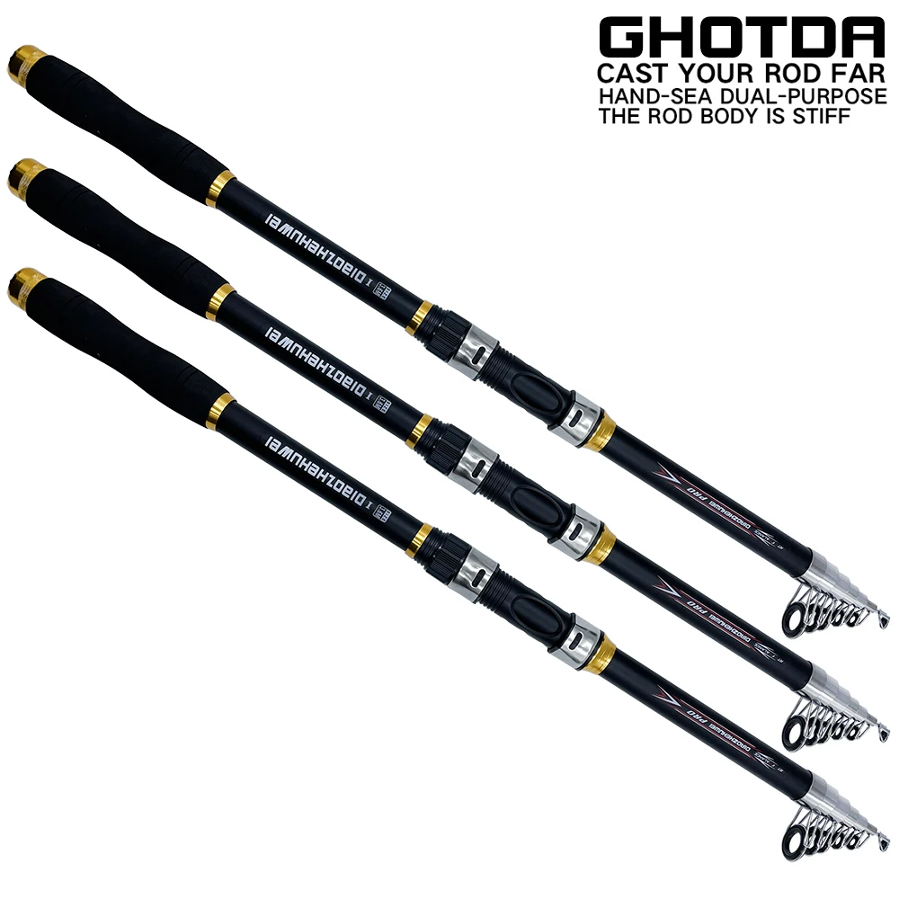 

Профессиональная Удочка GHOTDA из углеродного волокна 2,1-3,6 м для морской и речной рыбалки, ультралегкое телескопическое спиннинговое кольцо, ...