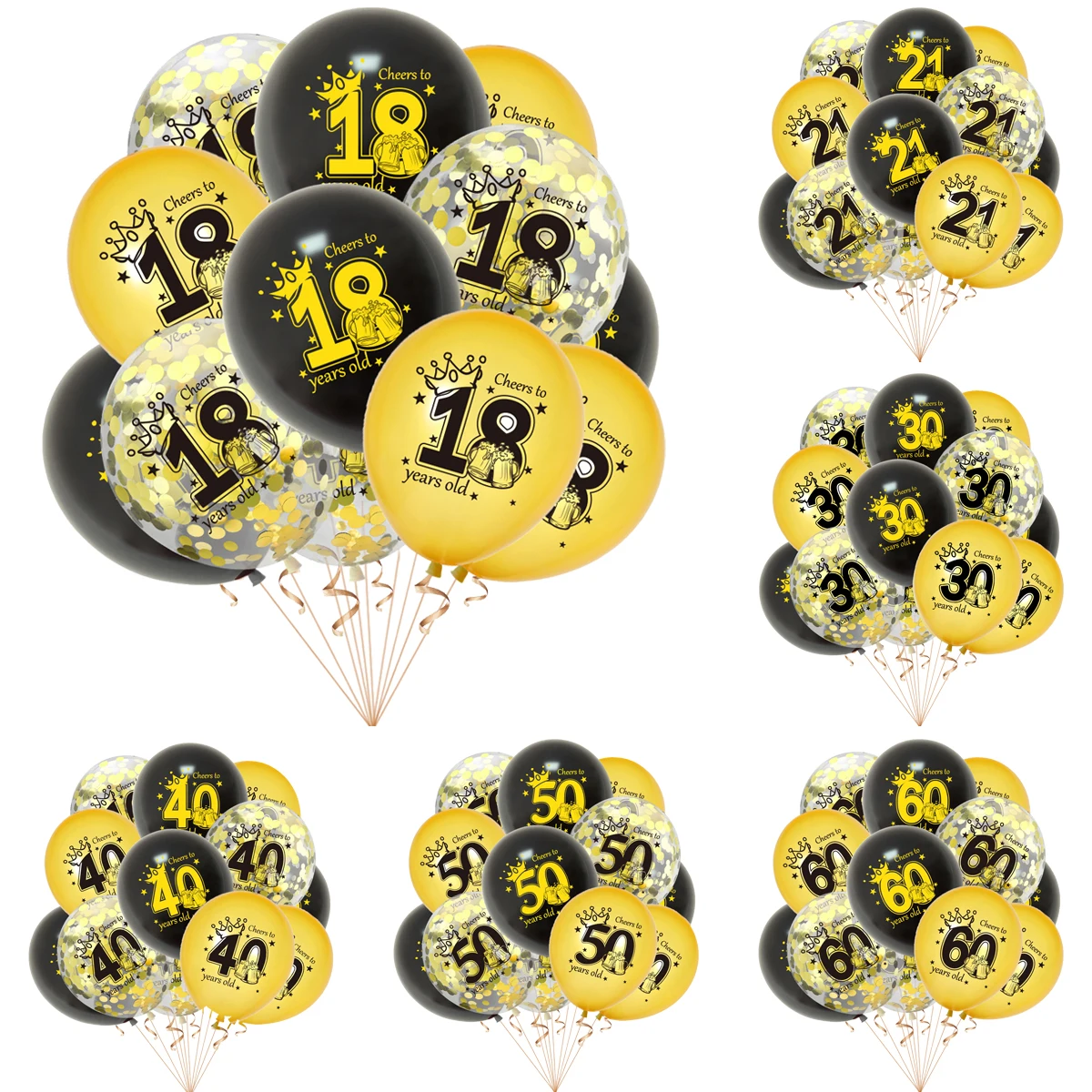 

Надувные гелиевые шары в виде цифр с конфетти, 18, 21, 30, 40, 50, 60 лет