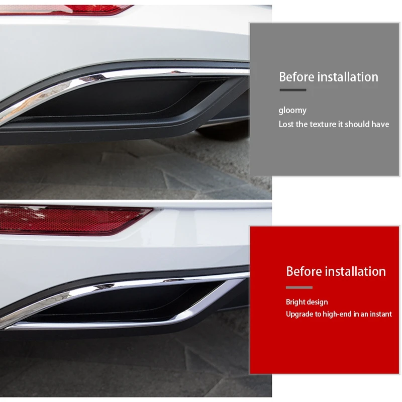 

2Pcs Car Rear Exhaust Muffler Stripe Cover Trim Fit for Golf 7.5 Mk7 2018 Accessories