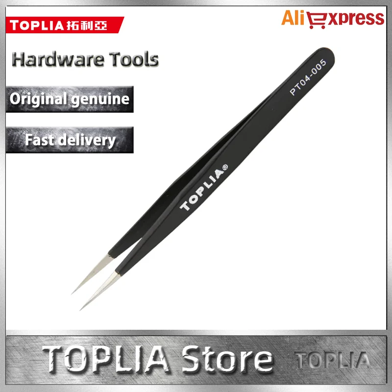 

TOPLIA Anti-static Stainless Steel Precision Tweezers With Protective Cap Anti-magnetic Anti-corrosion Tools