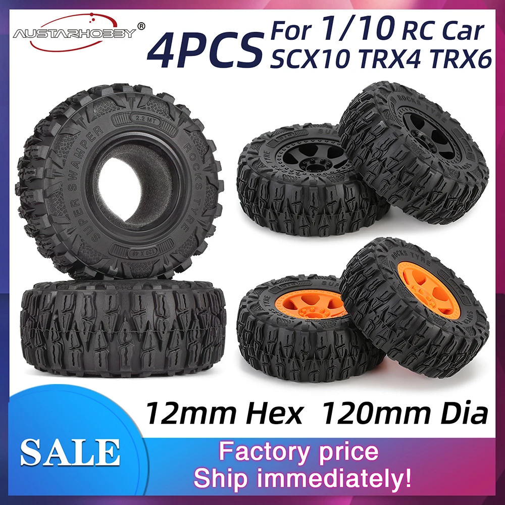 

AUSTARHOBBY, 1/10 дюйма, набор колес и колес для радиоуправляемых гусеничных машинок, грязевые шины для Axial SCX10 TRX4