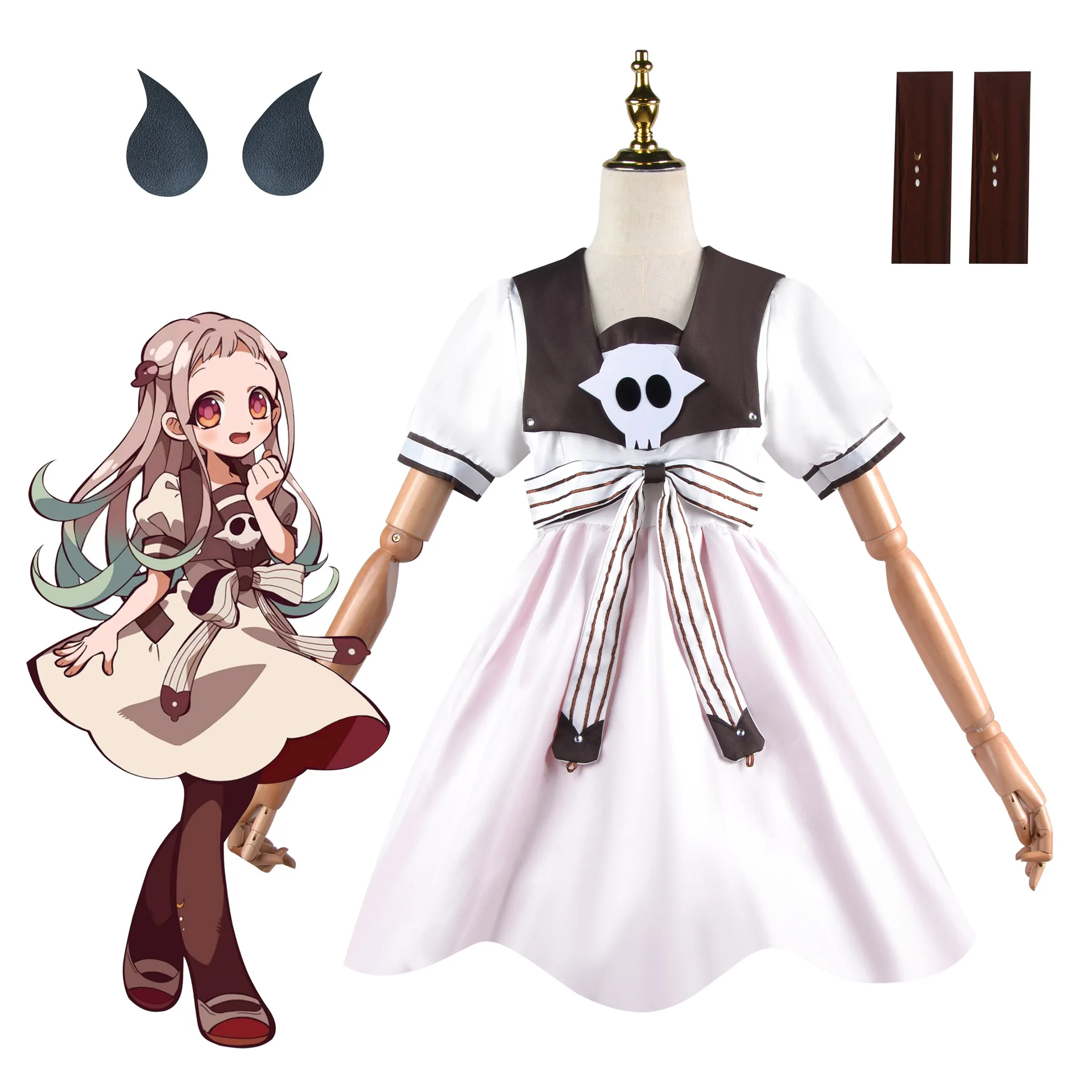 

Toilet-Bound Hanako-kun Cosplay Costume Jibaku Shounen Hanako kun Shirt Wigs Cloak Full Set Anime Nene Yashiro Dress Skirt