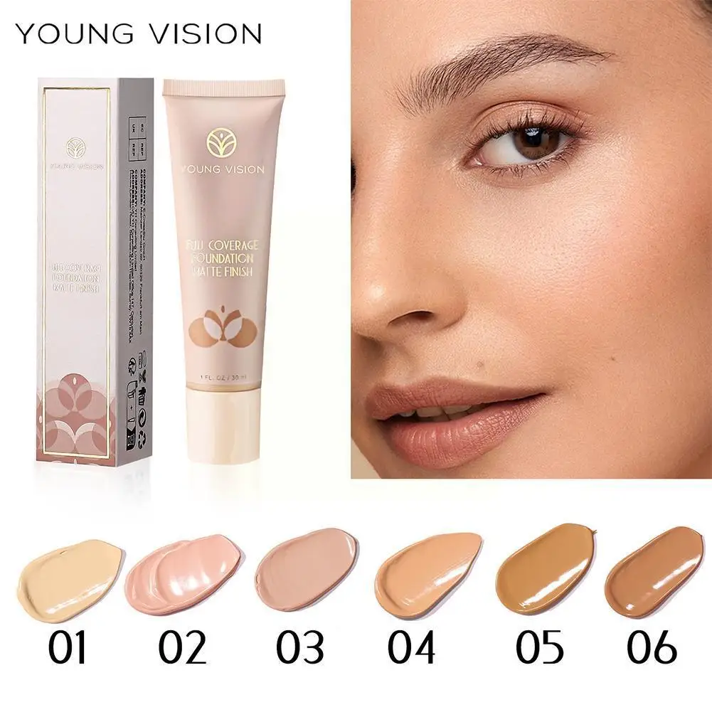 

6 Colors Face Matte Liquid Foundation Full Concealer Skin Makeup Effect Cosmetics Natural Tone Acne Corrector Cover Makeup G2C1