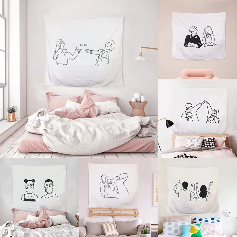 

Домашний декор, гобелен для спальни, гостиной, простые иллюстрации, гобелены, обои, Фотофон