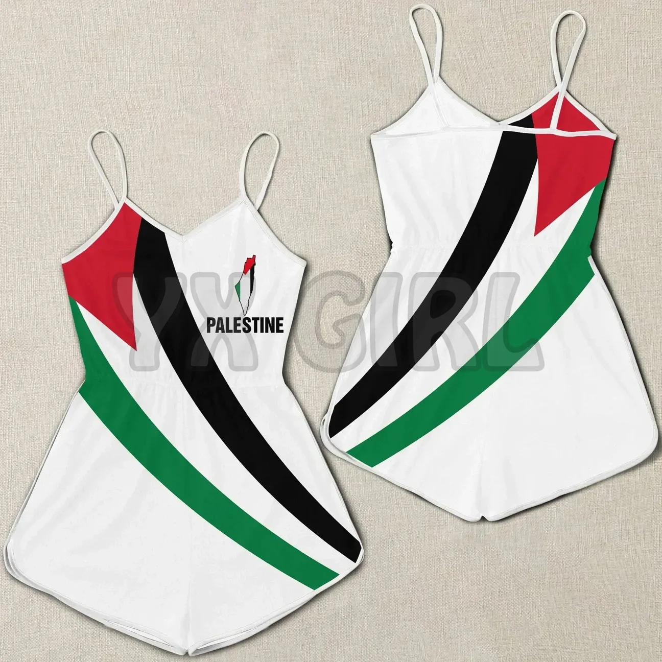 YX GIRL Palestine Special Flag 3D All Over Printed Rompers Summer Women's Bohemia Clothes