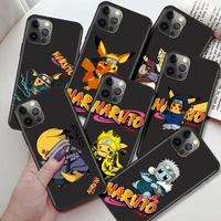 black phone case for apple iphone 11 12 13 pro max 8 7 plus xr x waterproof celular cover xs 6 6s funda naruto pikachu squirtle