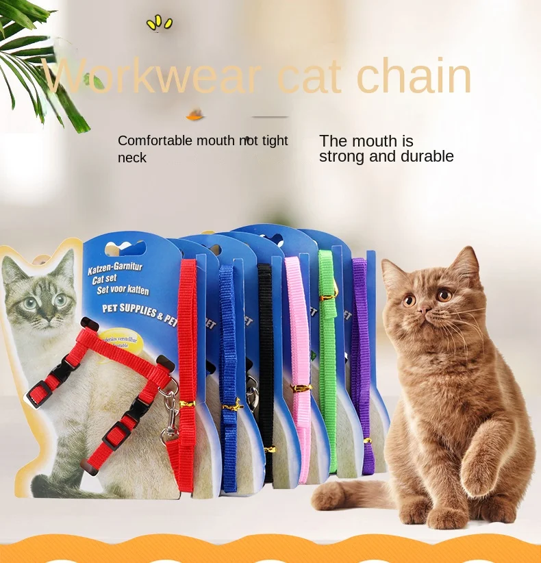 

Cat Harness&Leash Set,Escape Proof,Adjustable Kitten Harness for Large Small Cat,Lightweight Soft Walking Travel Petsafe Harness