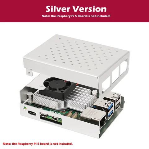 Алюминиевая фотовспышка с вентилятором для Raspberry Pi 5, металлическая фотооболочка, охлаждающий Охлаждающий радиатор для Pi5 8 ГБ/4 ГБ