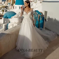 anna elegant wedding dresses a line sweetheart long sleeve appliqueswedding dresses for women custom made