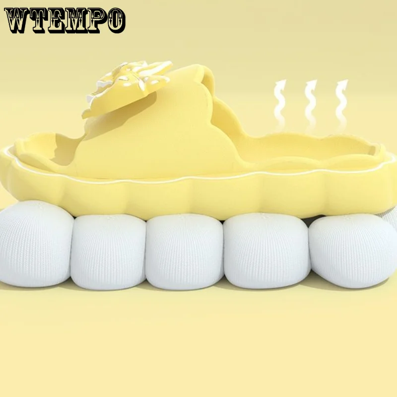 WTEMPO Bow Slippers Lightweight Summer Women Thick Beach Slides Anti-Slip Soft Sandals Fashion Ladies Cloud Shoes Wholesale