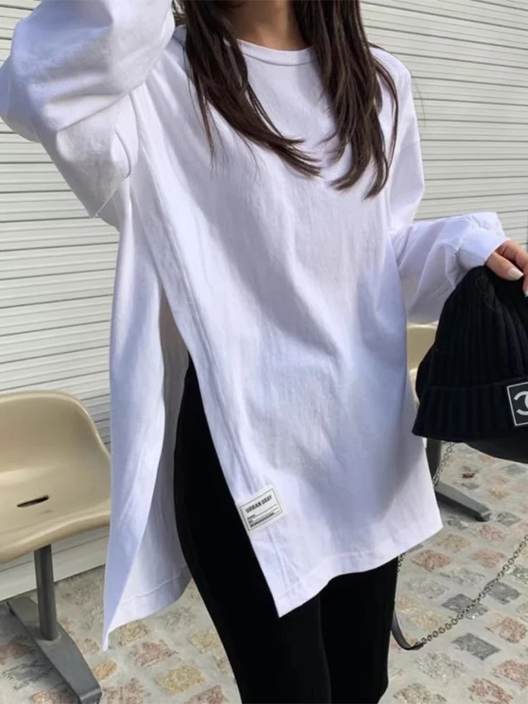 Женская свободная футболка составного кроя универсальная Повседневная с