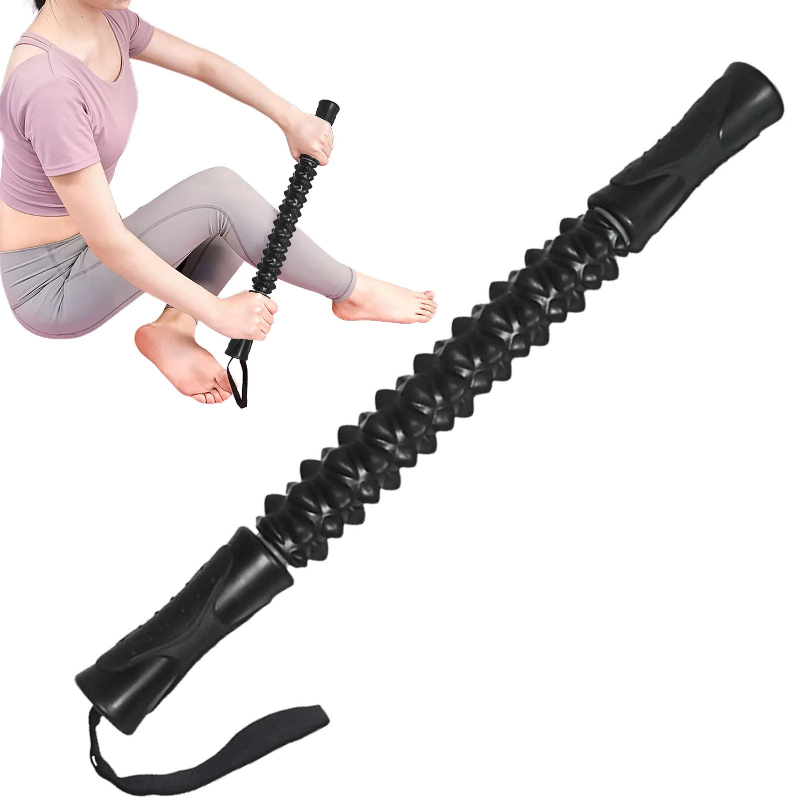 

Massage Roller Stick Cellulite Massager Comfort Grip Handles Ergonomic Non-slip Massage Stick Tool With Lanyard Full Body Stick