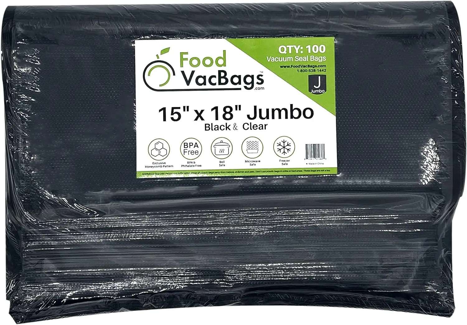 

Изготовитель: 18-дюймовые пакеты для вакуумного упаковщика Jumbo Black & Clear с тиснением, промышленный размер для хранения продуктов, трав, пиццы, одежды, документов