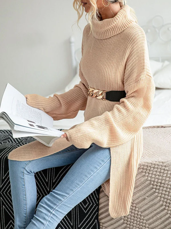 Осенне-зимний вязаный свитер LiTi модное женское Однотонное шерстяное платье с