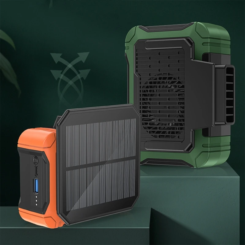 

Portable Waist Clip Fan 6000Mah Battery Operated Necklace Fan, With Solar Charging 3 Speeds For Outdoor Works