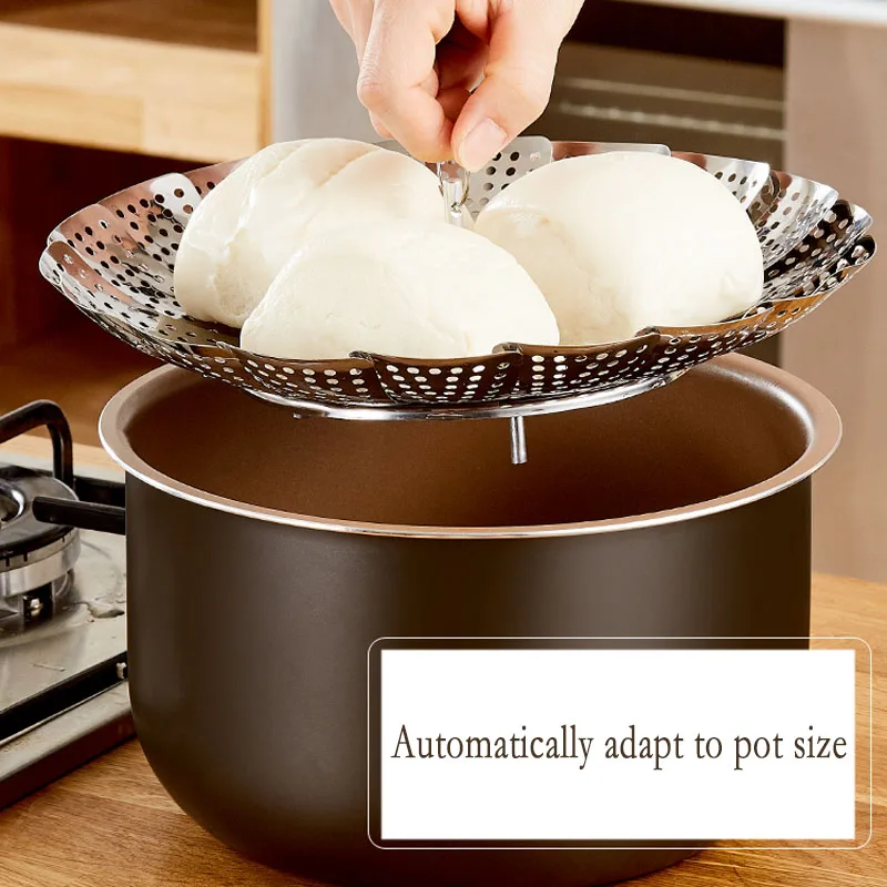 

Food Steamer Basket Folding Dish Steam Stainless Steel Mesh Vegetable Cooker Steamer Rack Cookware and Utensils Cooking Steam
