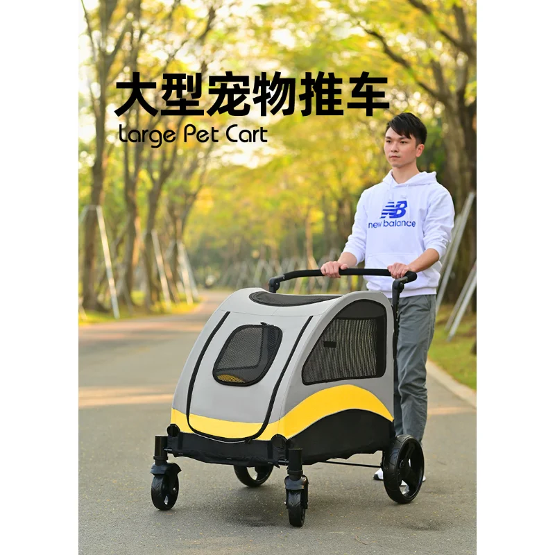 

4 Wheels Trolley Accessible From Both Front and Rear Foldable Pet Cart for Medium and Large Dogs Stroller for Disabled Dog Items