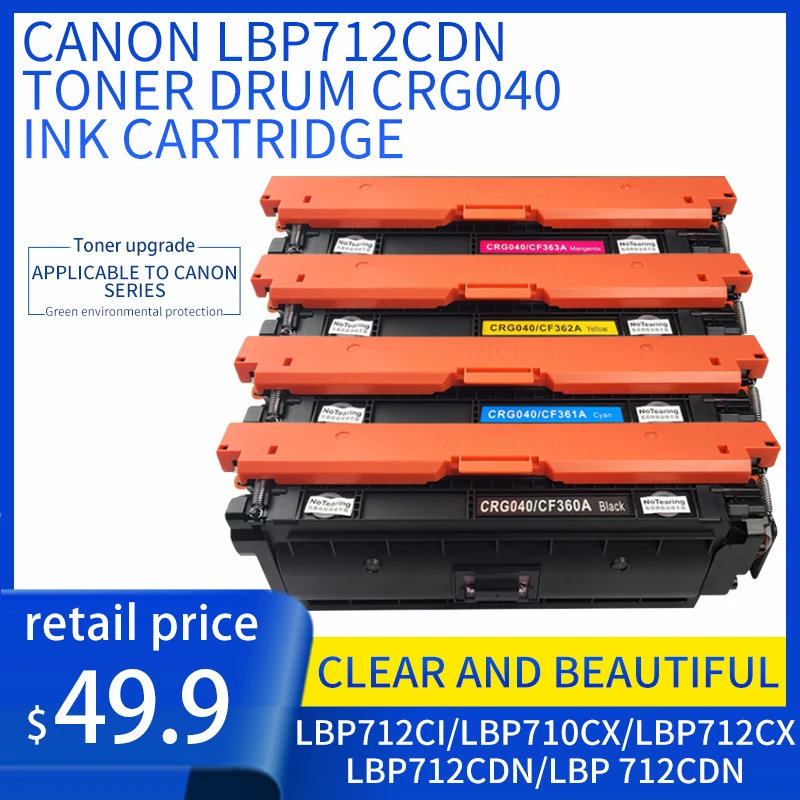 Фото Картридж с тонером, совместимый с CANON CRG040 для LBP712Ci LBP710Cx LBP712Cx LBP712Cdn LBP 712Cdn 710C KCMY Black Inkjet №1