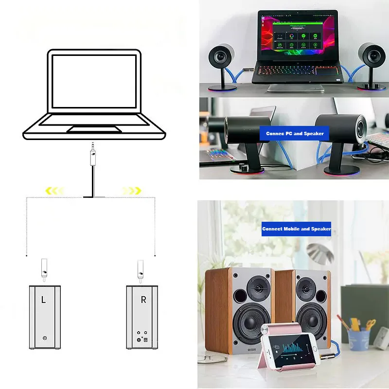Аудиокабель Hi-Fi с разъемом Mini Jack 3 5 мм на два разъема 6 35 разъем TS для усилителя