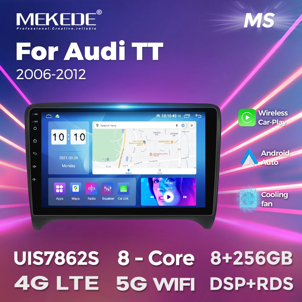 Мультимедийный Плеер Carplay Auto 8 + 256G Android 13 С GPS Для Audi TT MK2 2006-2014 Двойной Din