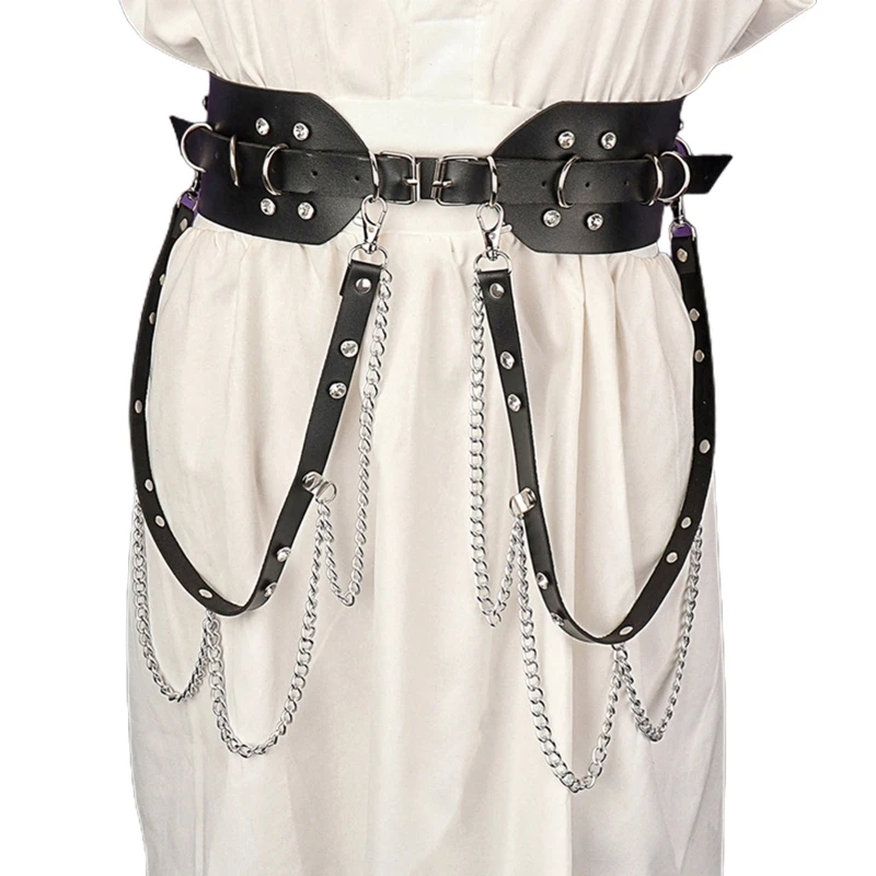 

Punk Waist Chain Gothic for Women Layered Body Belt with Adjustable Chain Waist Chains for Halloween Dance Party Jewelry