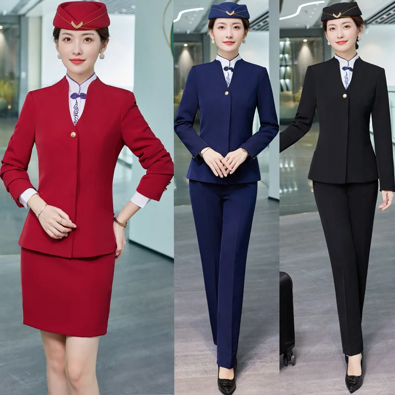 

2022 Autumn and Winter Long Sleeves Business Women's Clothing Suit Business Formal Wear Hotel Aviation Work Clothes Fashion Suit