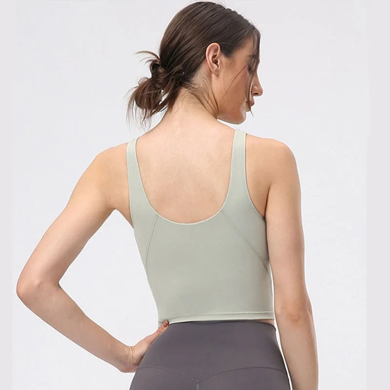 

Seamless Backless Sports Bra Yoga Tank Top Women Gym Fitness Crop Top High Impact Workout Brassiere Push Up Padded Underwear