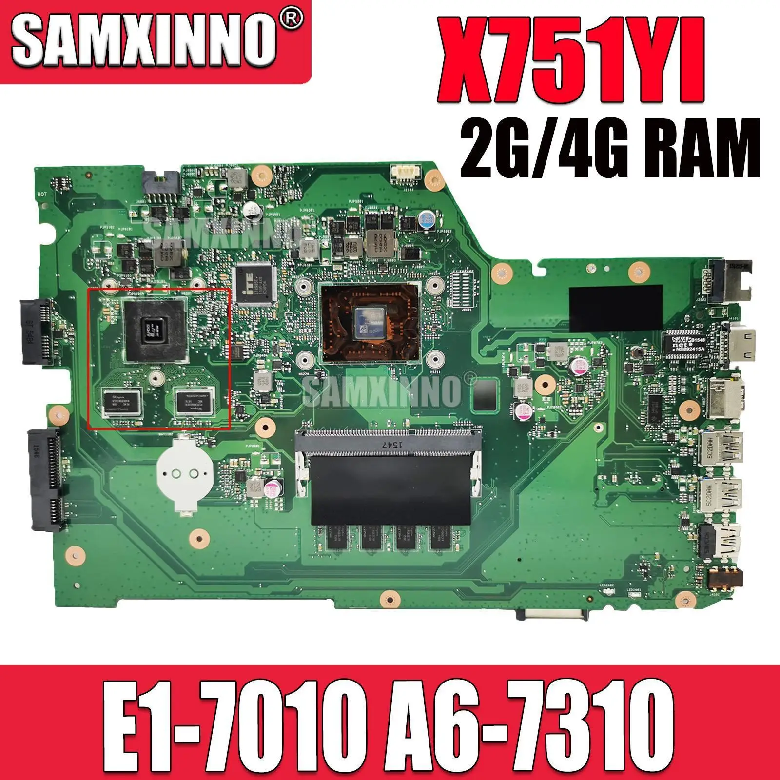 

Материнская плата для ноутбука X751YI для ASUS X751Y, X751YI, K751Y, материнская плата 2 Гб, графическая карта 2 ГБ/4 ГБ ОЗУ, зеркальная ЦПУ A6-7310