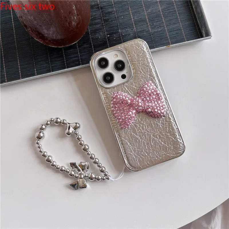 Роскошные блестящие 3D чехлы для телефона со стразами и бантом iPhone 15 Pro Max чехол 14 13