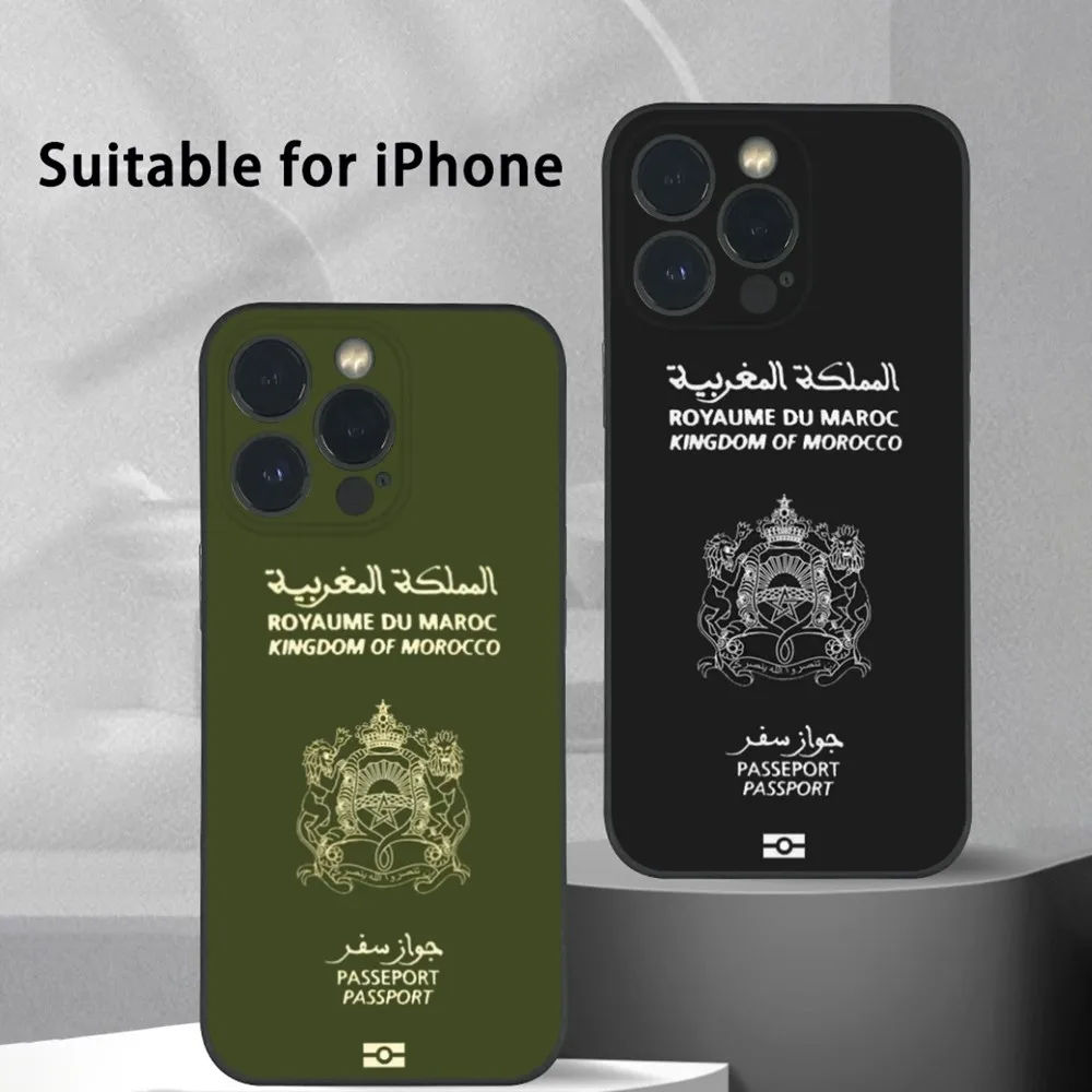 Чехол для телефона с марокканским паспортом IPhone 15 14 13 12 11 Pro Xs Max Mini XR X 7 8 Plus черный