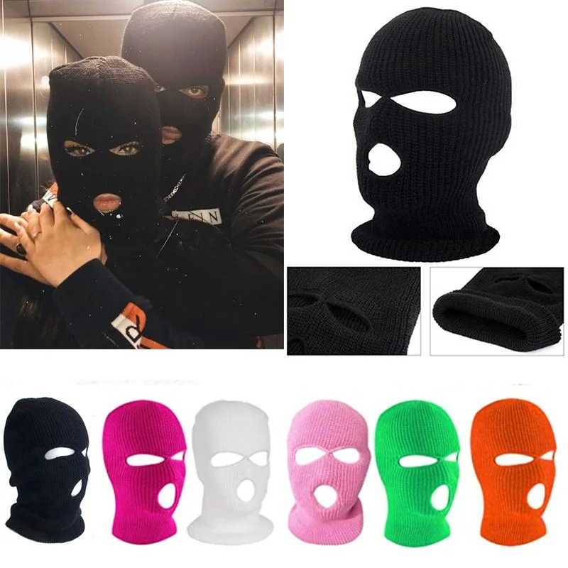 

Full Face Balaclava Halloween Mask 3 Holes Ski Mask Hat Caps For Party Bicycle Cycling Keep Warm Sports Beanies Knitted Hat Hot
