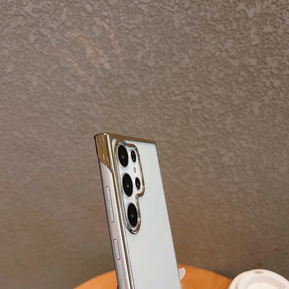 Гальванический Бескаркасный чехол для Samsung Galaxy S23 S24 Ultra S22 S21 FE Note20 тонкий