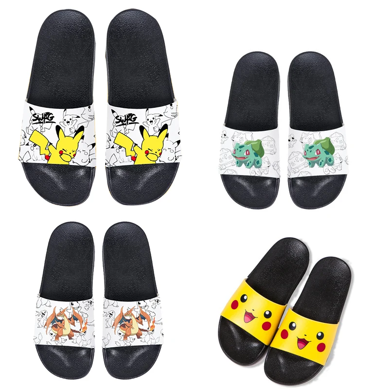 

Cartoon Pokemon Pikachu Adult Slippers Charizard Cartoon Cute Non-Slip Soft Bottom Home Shoes Men and Women Beach Shoes Summer