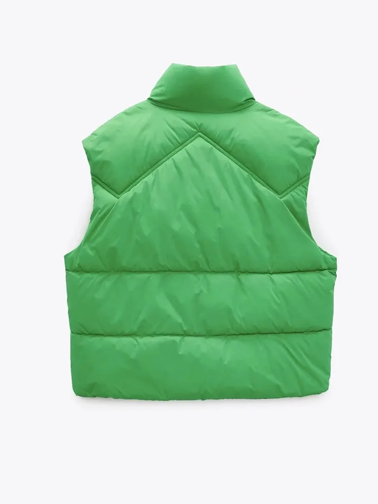 Women Vest Jacket Green Sleeveless Jackets Warm Winter Casual Outerwear Adjustable Drawstring Zipper Waistcoats Female Parkas | Женская