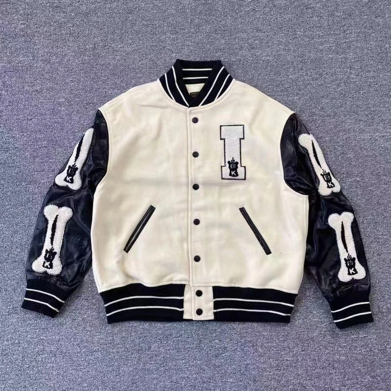 Kapital Kountry Jacket Streetwear Bone Panel Leather Sleeve Men Women 1:1 KAPITAL Baseball Jacket