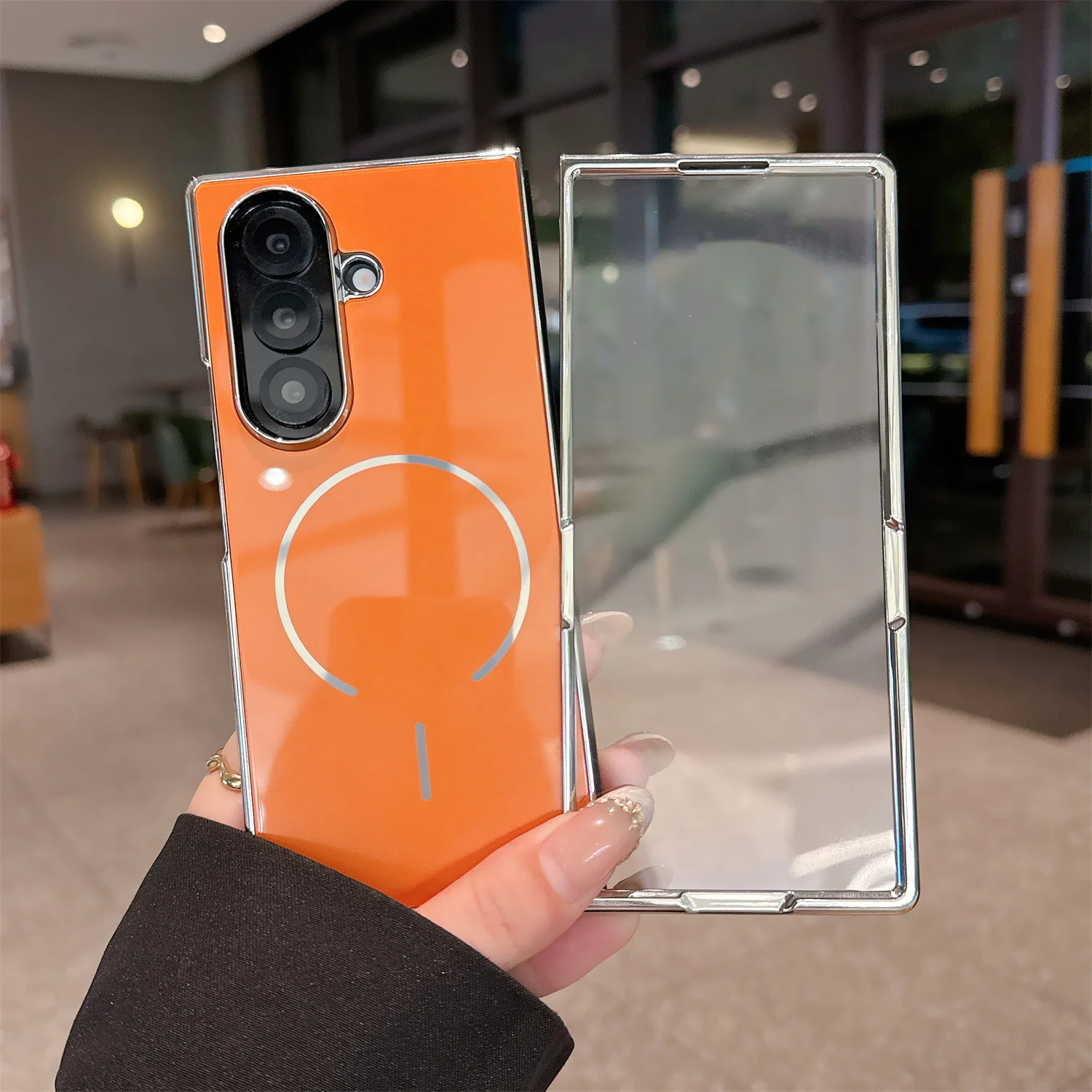 Фото Встроенный магнитный чехол из закаленного стекла для Galaxy Z Fold 8 Ultra Fold 7 Fold 6 Fold 5 с беспроводной зарядкой, складной защитный чехол №1