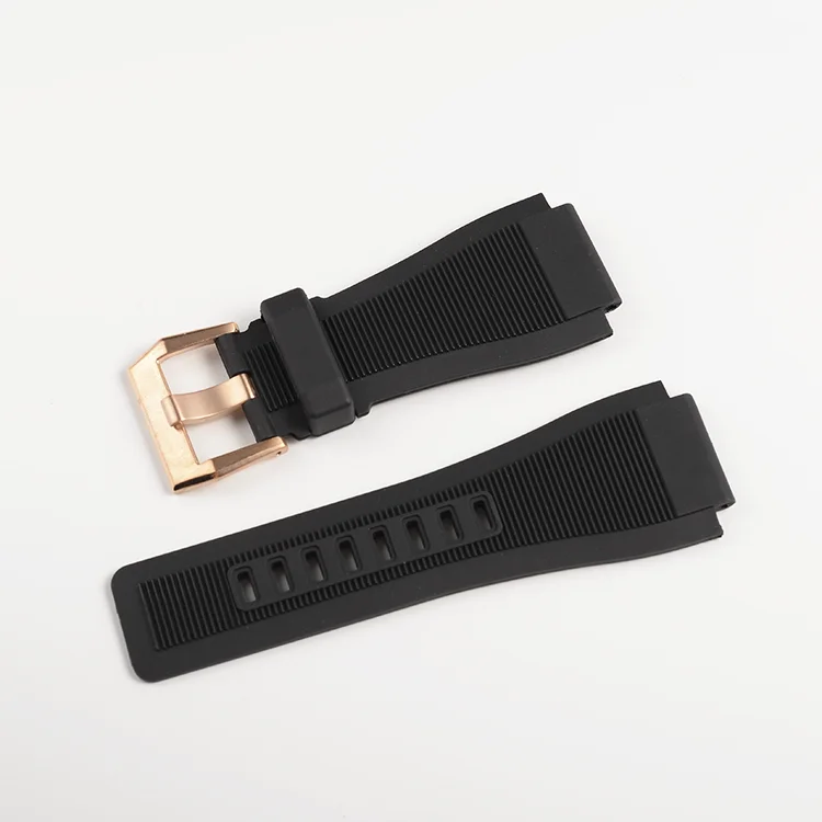 33mm*24mm Black Blue Silicone Rubber Watchband Pin Clasp Diver Resin Strap For Bell Ross BR01 BR03 Watch BR