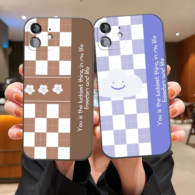 

Colorful Cartoon Plaid Phone Case For iPhone 11 Pro 13 12 Mini MAX X XR XS 8 7 Plus 6 6s SE 2020 Back Silicone Cover Carcasa