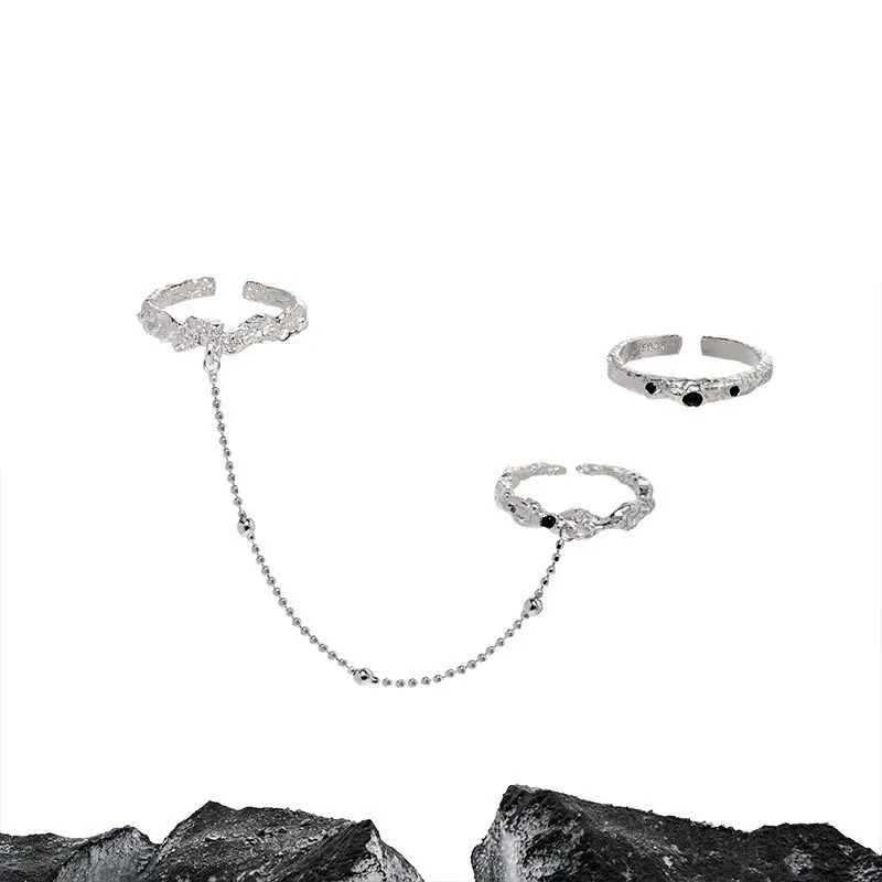 Комплект серебряных колец с бриллиантами в стиле готика из 925 стерлингового серебра для модных натур идеальный подарок на помолвку.