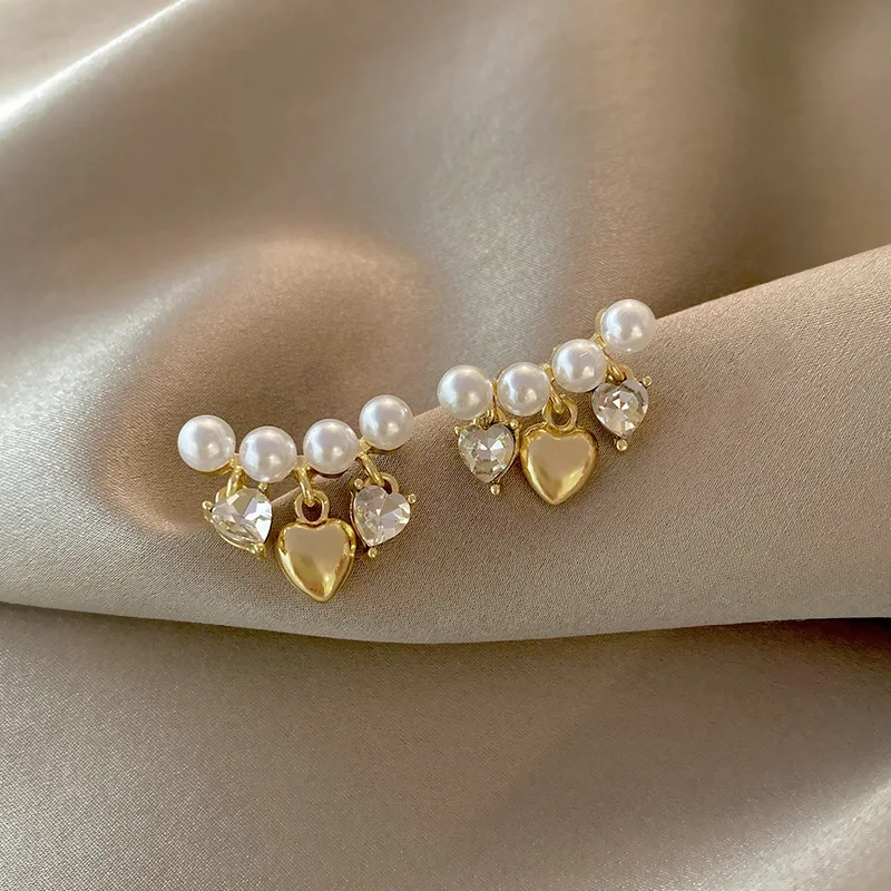 

2022 Elegant Sweet Heart Love Dangle Earrings For Woman Fashion Korean Jewelry Wedding Party Girls' Luxury Earrings