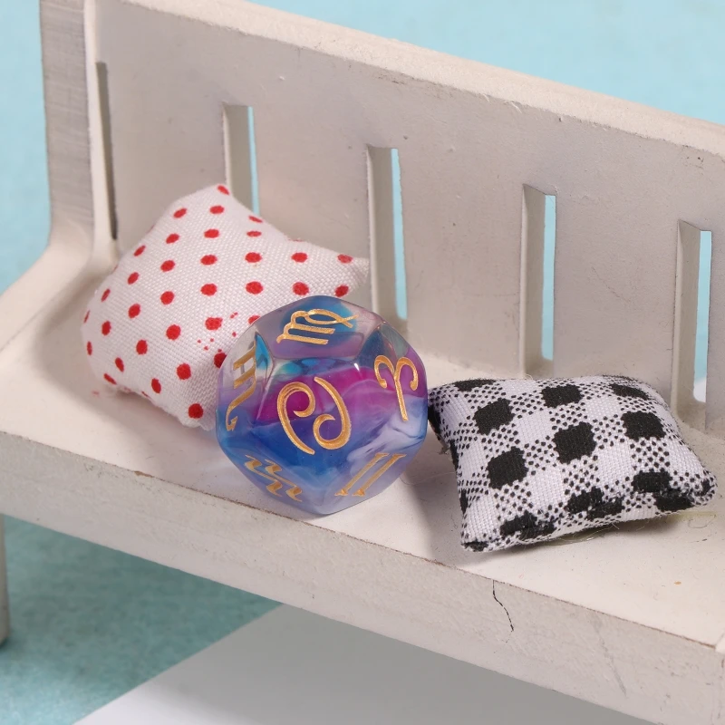 M89D 3Pcs Polyhedral Rune Dice Acrylic 12-Sided Astrological Love Destiny with Sharp Edges and Beautiful Inclusions - купить по