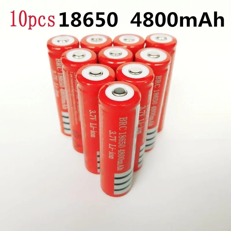 

10pcs 18650 Battery rechargeable lithium battery 4800mAh 3.7V Li-ion battery for flashlight Torch 18650 Batteries