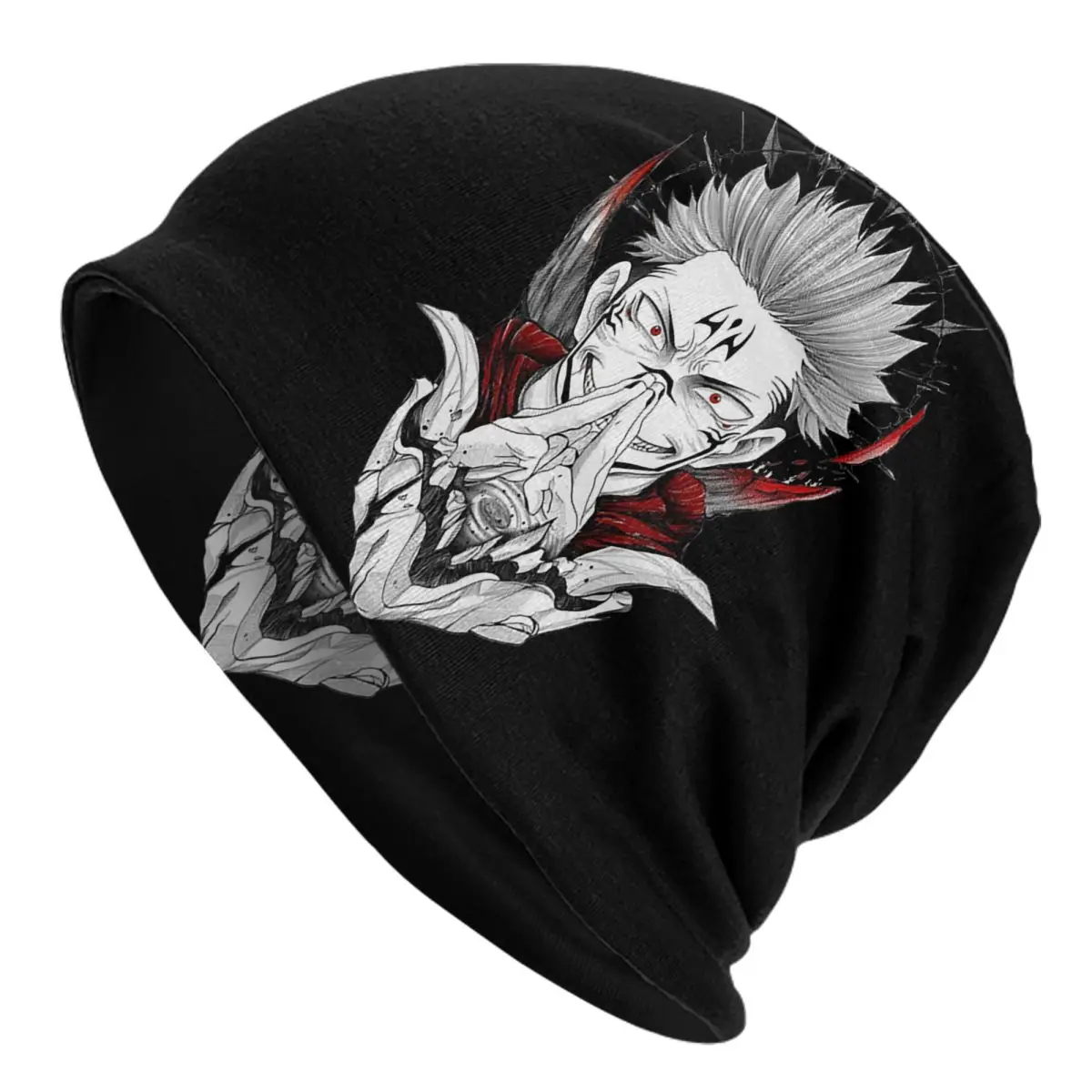 

Jujutsu Kaisen Sukuna Skullies Beanies Hat Anime Manga Hip Hop Men Women Outdoor Cap Warm Multifunction Bonnet Knitting Hats